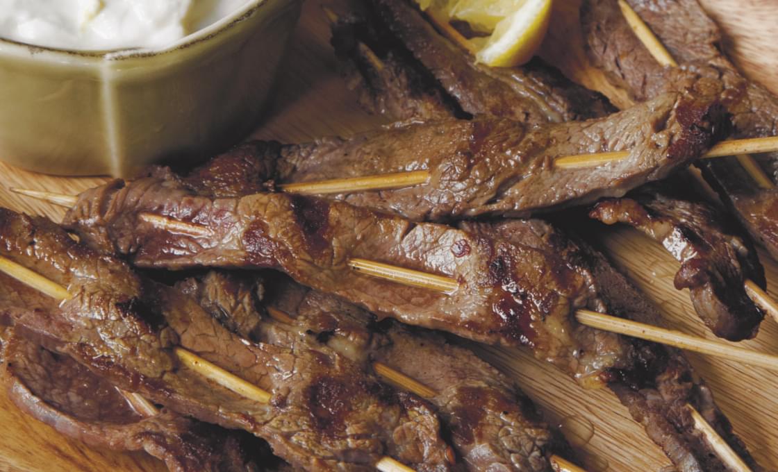 Lemon Flank Steak Skewers